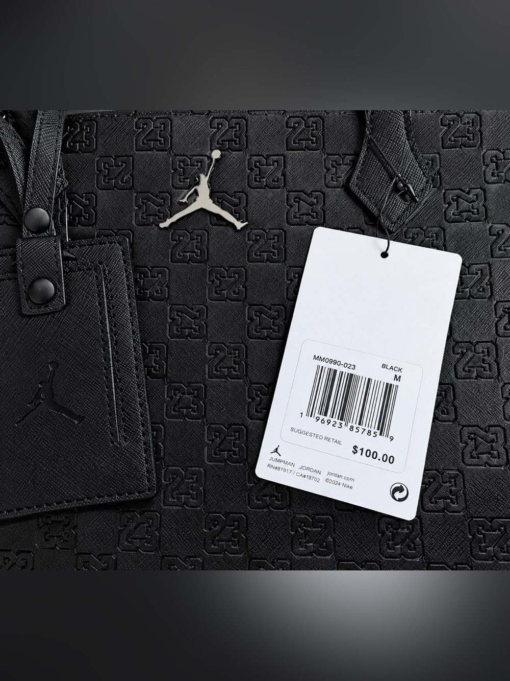 Jordan Monogram Tote Bag Medium - Black - Fits 13" Laptop - NWT - Picture 3 of 7